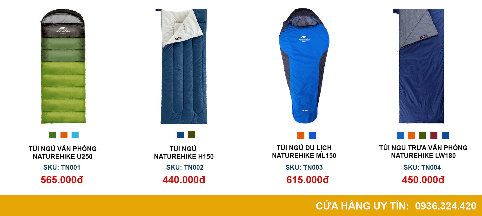 túi ngủ naturehie u250, H150, ML150 bán chạy nhất